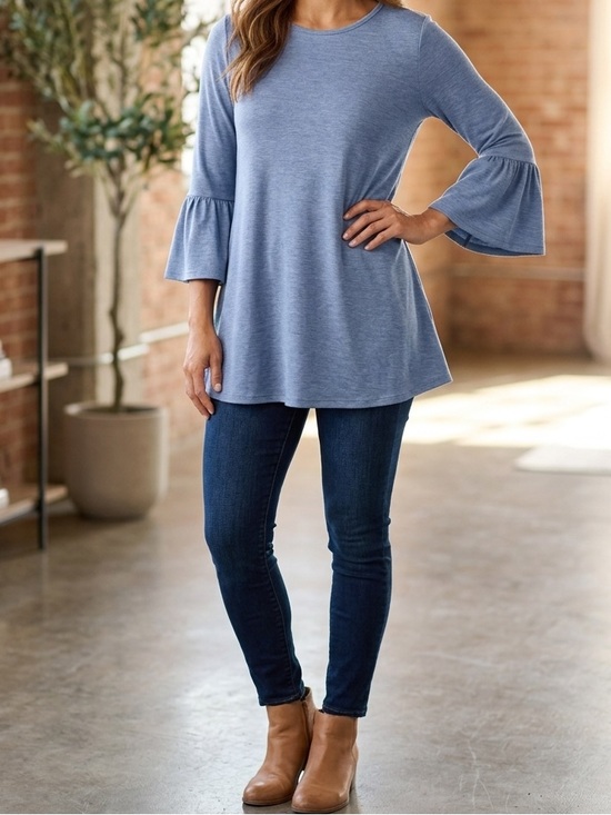 Yelete Tops - Yelete Blue Bell Sleeve Blouse - NWOT